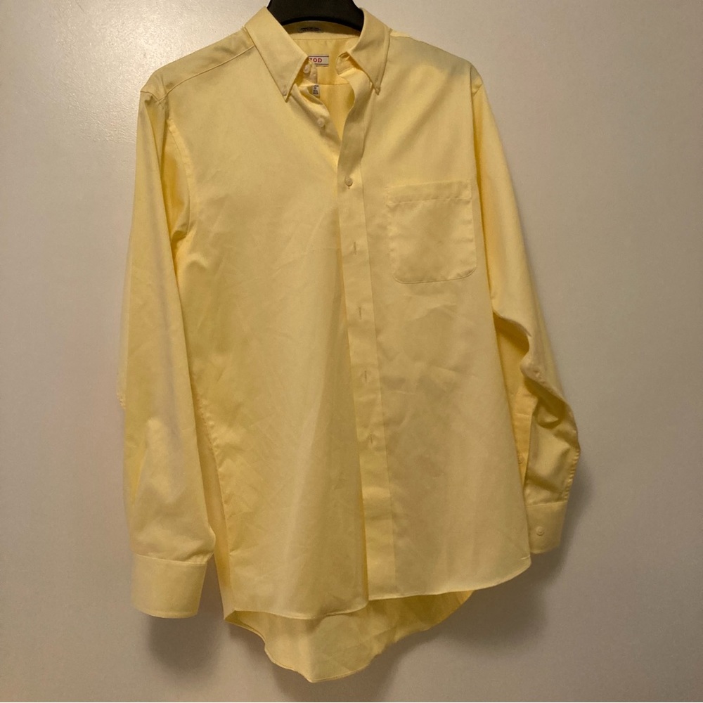 IZOD Yellow Button Down Dress Shirt Regular Fit Size 15.5 34/35 Like New